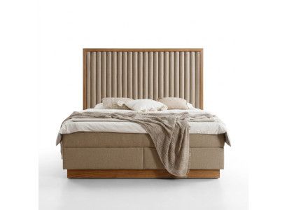 Camera da letto beige Letto matrimoniale 2x Comodini di lusso Mobili in legno pregiato 3 pezzi