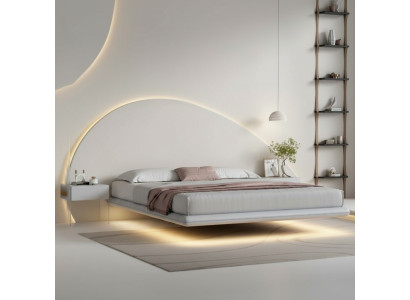 Letto a parete grigio Mobili da camera da letto moderni Struttura in legno Letti a LED Nuovi