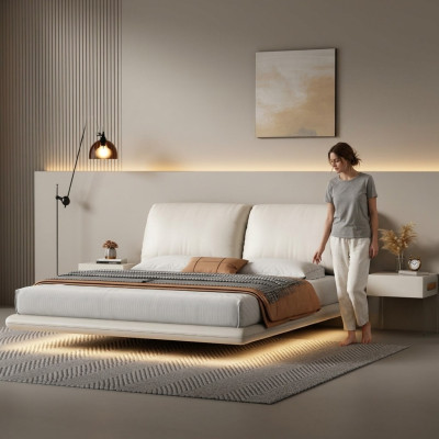 Letto a scomparsa bianco Camera da letto Design Letto matrimoniale in legno Mobili