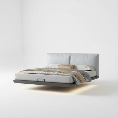 Camera da letto bianca Letto di design Letti di lusso Letti in pelle Letti matrimoniali Nuovi