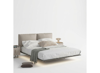 Camera da letto grigio chiaro Letto a scomparsa Letto a LED Letti matrimoniali in legno di design