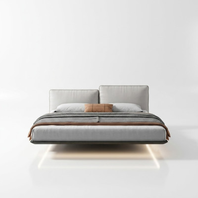Letto a parete bianco Letto a LED del designer Camera da letto moderna Letto matrimoniale Nuovo