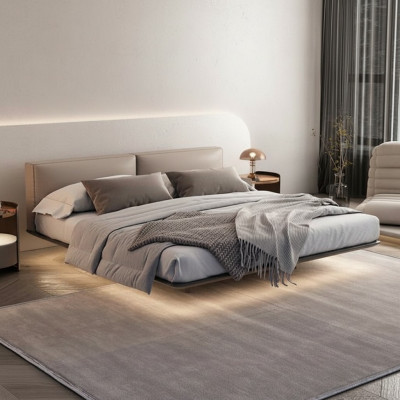 Camera da letto grigio chiaro Letto Matrimoniale Letti di lusso Struttura in legno