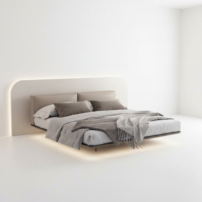 Camera da letto grigio chiaro Letto Matrimoniale Letti di lusso Struttura in legno