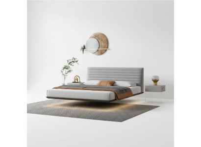 Letto a muro grigio. Camera da letto di design. Letti a LED. Letti matrimoniali moderni.