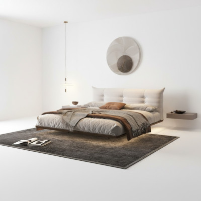 Camera da letto bianca Letto Design Letto a parete Letti a LED Struttura in legno Mobili.