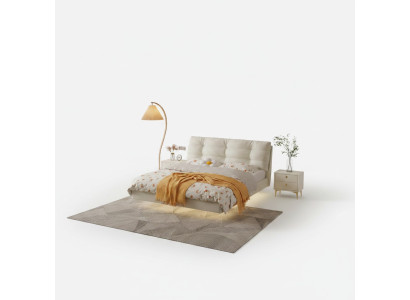 Camera da letto con struttura in legno Mobili Letto matrimoniale bianco Letti in pelle Letti tessili