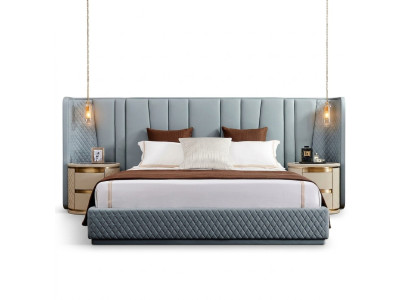 Grande camera da letto Letto matrimoniale Letti di design Struttura in legno Letto imbottito