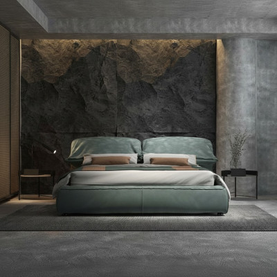Camera da letto verde Letto Designer Letto matrimoniale di lusso Materiale Telaio in legno