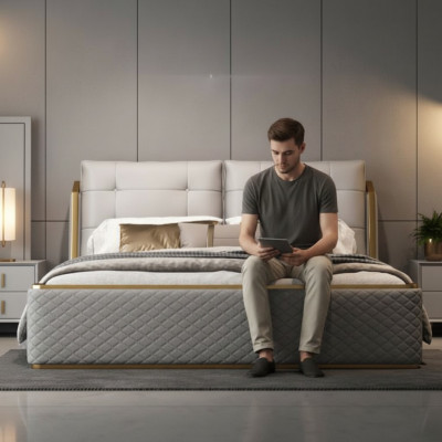 Designer Camera Da Letto Bianca Letti Di Lusso Letti Matrimoniali Struttura In Legno Moderna