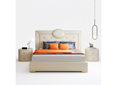 Grande camera da letto bianca letto matrimoniale struttura in legno design letto moderno