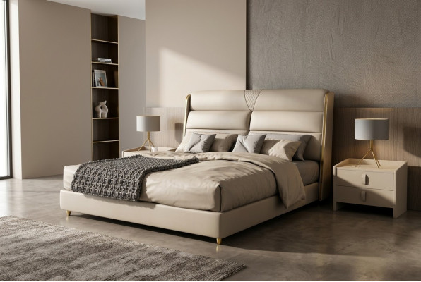 Letto matrimoniale beige chiaro camera da letto di lusso Letti moderni Design letto