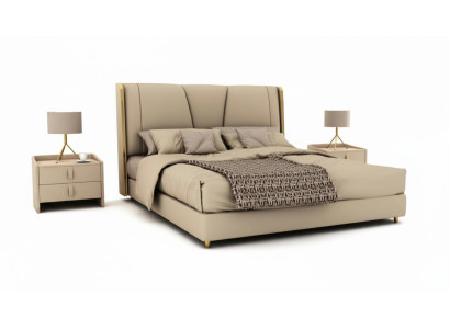 Camera da letto Designer Letto Beige Letti matrimoniali Letti LED Letti in pelle