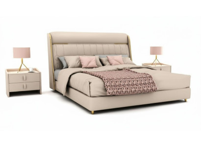 Lussuosa camera da letto beige Letto Arredamento in legno elegante camera da letto