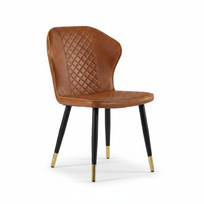 Sedia da pranzo marrone moderna, poltrona singola designer a una piazza.