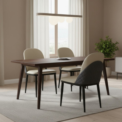 Sedia da pranzo moderna monocromatica grigio-bianca in legno con schienale.