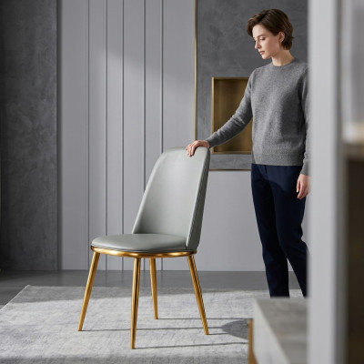 Sedia da pranzo grigia a un posto, poltrone da designer moderne a un posto