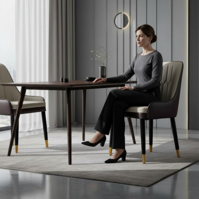 Sedia da pranzo in bianco e nero Design Sedie in ecopelle Moderne sedie in legno
