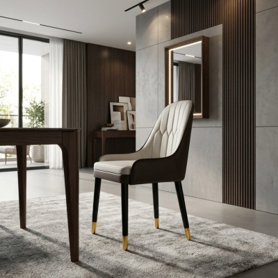Sedia da pranzo in bianco e nero Design Sedie in ecopelle Moderne sedie in legno