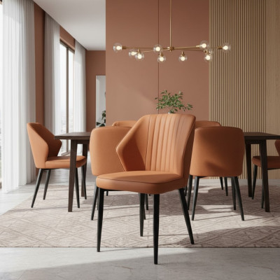 Sedia marrone chiaro, sedie da pranzo eleganti in legno, sedie con braccioli.