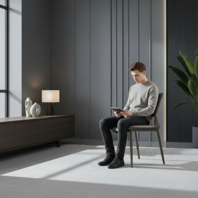 Sedia da pranzo grigia Designer 1 posto a sedere Poltrone di lusso singole Nuove