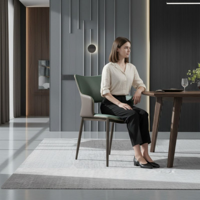 Sedie da pranzo in legno marrone-verde Designer sedia in legno Sedie moderne con schienale