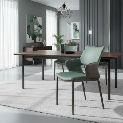 Sedie da pranzo in legno marrone-verde Designer sedia in legno Sedie moderne con schienale