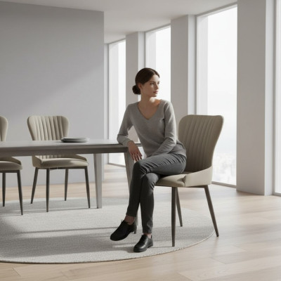 Sedia grigia imbottita Sedie da pranzo moderne Mobili da seduta Designer Monoposto Nuovo