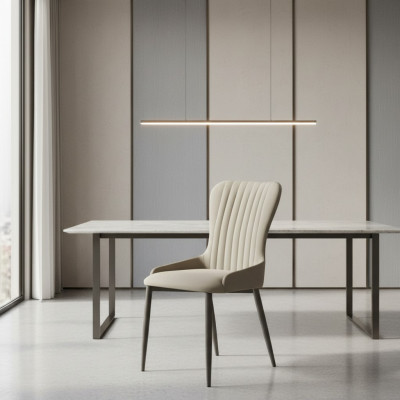 Sedia grigia imbottita Sedie da pranzo moderne Mobili da seduta Designer Monoposto Nuovo