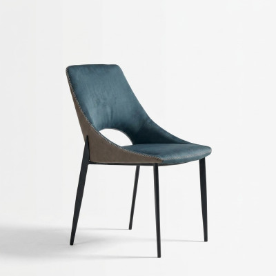 Sedia in finta pelle blu Tessuto Sala da pranzo Mobili da seduta Sedie imbottite 1 posto