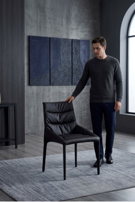 Sedia da pranzo imbottita nera - sedie in tessuto di design per la sala da pranzo - Mobili da sala da pranzo