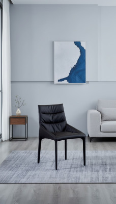 Sedia da pranzo imbottita nera - sedie in tessuto di design per la sala da pranzo - Mobili da sala da pranzo