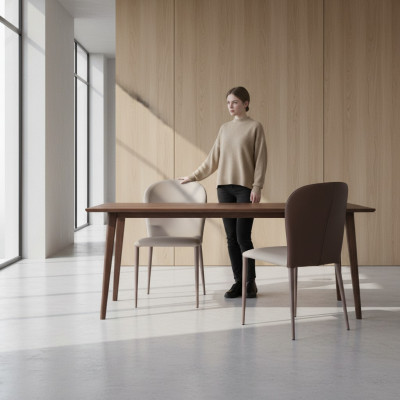 Mobili per sala da pranzo Sedia beige di design Mobili in legno moderni Nuove sedie a sdraio