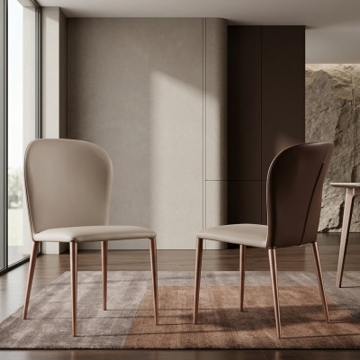 Mobili per sala da pranzo Sedia beige di design Mobili in legno moderni Nuove sedie a sdraio