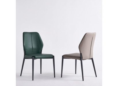 Sedia in pelle verde design. Sedie da pranzo moderne. Mobili da cucina. Nuovo.