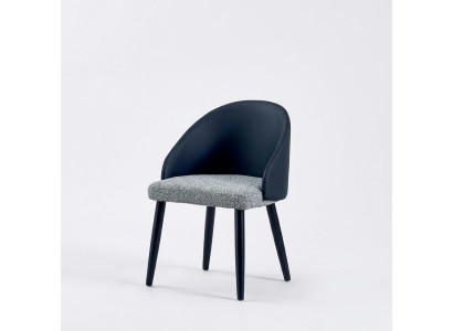 Sedia da pranzo grigio-blu, poltrona monoposto di lusso in legno per mobili imbottiti.