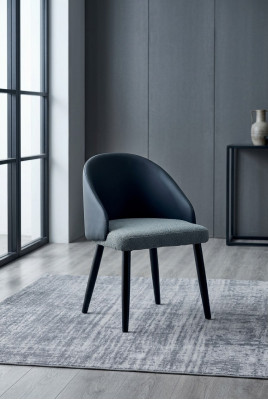 Sedie da pranzo di lusso in design blu-grigio a un posto.