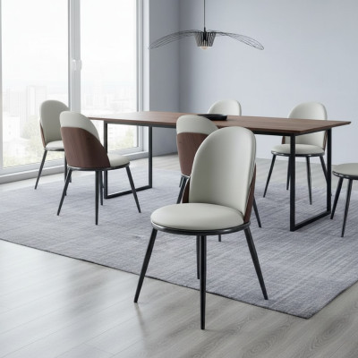 Mobili da sala da pranzo designer in bianco, poltrona senza braccioli di lusso in legno.
