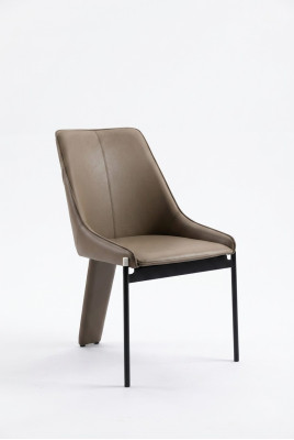 Sedia monoposto in ecopelle marrone moderna, sedie imbottite a telaio in legno.