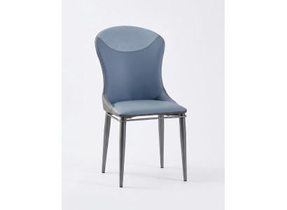 Sedia da pranzo blu senza braccioli Sedie in legno Sedie in pelle da designer