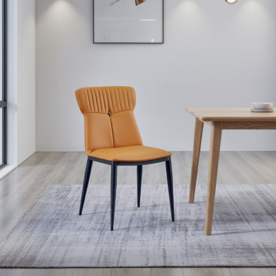 Sedie da pranzo marroni in ecopelle di design, da una persona, sedie in legno di alta qualità.