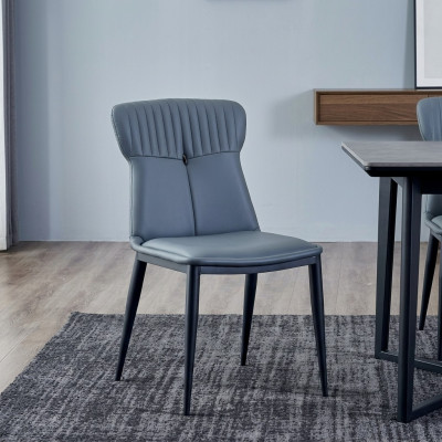 Finto cuoio designer sala da pranzo blu sedie imbottite 1 posto a sedere