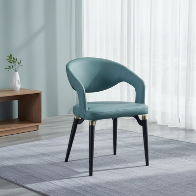 Sedia da pranzo blu di lusso, singola di stile elegante, in legno.