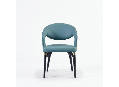 Sedia da pranzo blu di lusso, singola di stile elegante, in legno.