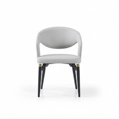 Sedia da pranzo in pelle bianca Stiloso monoposto Struttura in legno moderna