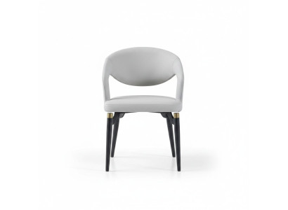 Sedia da pranzo in pelle bianca Stiloso monoposto Struttura in legno moderna