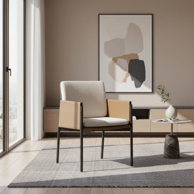 Sedia con braccioli color crema-beige, sedie di design, mobili imbottiti, mobili moderni