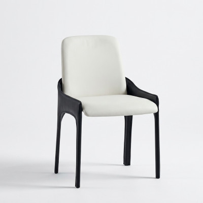 Sedia da pranzo bianca e nera moderna, sedia di design per mobili da sala da pranzo.