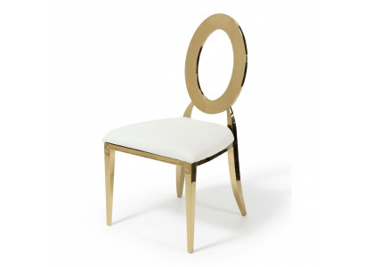Oro e bianco lussuoso seggiolone da pranzo in ecopelle legno.