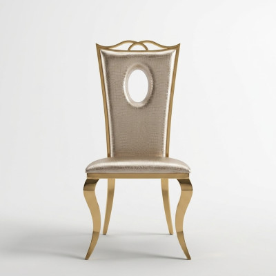 Sedia da pranzo moderna beige singola in ecopelle Acciaio inossidabile Arredamento